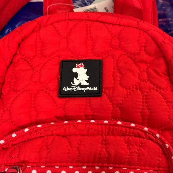 Disney World Disney Parks  Quilted Minnie Mouse women’s  Mini Backpack red white - Picture 3 of 8